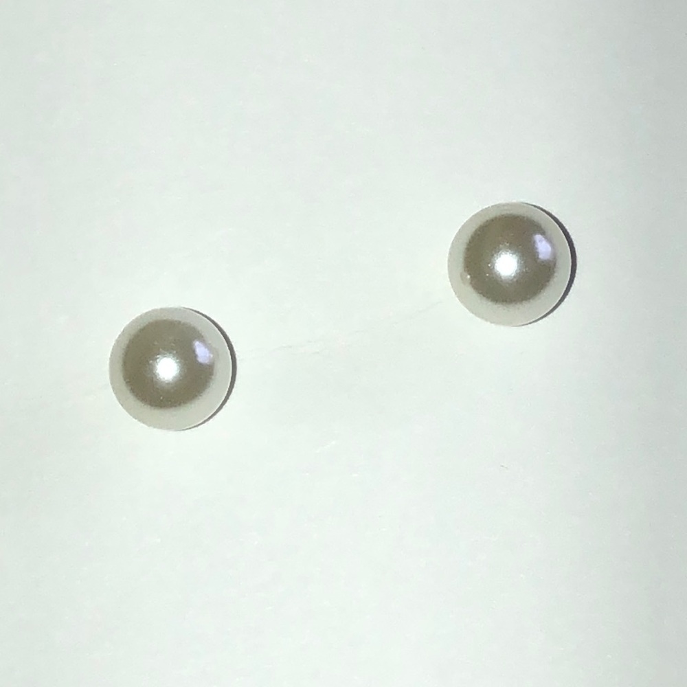 Classic White Faux Pearl Stud Earrings